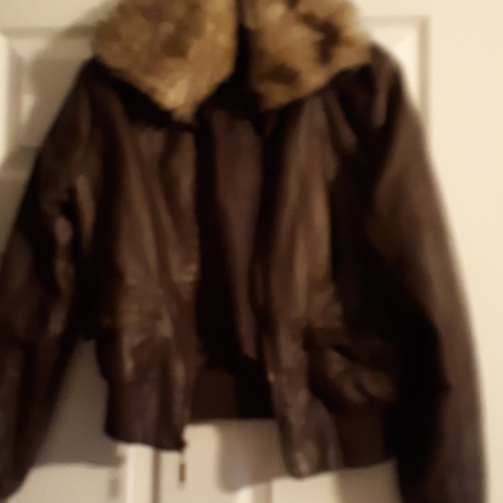 Leather and faux coat
